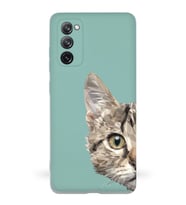 Samsung Galaxy S20 FE Uyumlu Lansman Kılıf Catface Tasarımlı İçi Kadife Kapak-Turkuaz (Şeffaf)