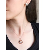 Zirkon Taşlı Rose 925 Ayar Gümüş Set - S003002