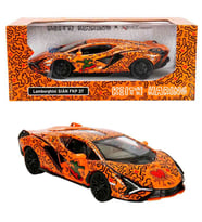 1:32 Sesli ve Işıklı RMZ Hobby Keith Haring Serisi Die Cast Çek Bırak Model Araba - Turuncu Lamborghini Sian Fkp 37