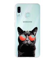 PrintiFy Samsung Galaxy A30 ile Uyumlu 1mm Slim Fit Kedi 3 050d Baskılı Şeffaf  Kılıf
