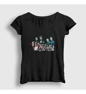 Presmono Kadın Siyah Band Bullet For My Valentine T-Shirt 23053tt