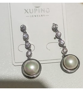 Zirkon Taş Detaylı İncitaşlı Sallantı Çelik Küpe