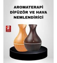 Aromaterapi Difüzör Ahşap Desenli Ve Ultrasonik Nemlendirici Led Işıklı