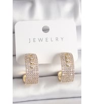 Pirinç Gold Renk Zirkon Taşlı Halka Messika Model Kadın Küpe TJ-BKP10017