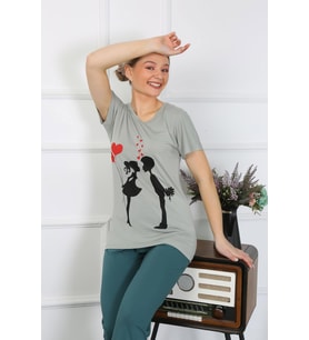 Akbeniz Kadın Kısa Kol Penye Pijama Takımı 4210