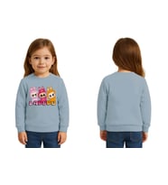 Unisex Labubu Baskılı Çocuk Swaetshirt 3 İplik Şardonlu (Mavi)