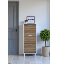 Eliusta Nefes Ayaklı 52 cm Ayakkabılık Kapı Önü/Antre 3 Düşer Kapaklı Meşe 52x127x26 cm  Ayakkabılık