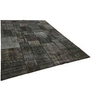 Gri Halı Antrasit Tonlu Modern Geometrik Desenli El Dokuma Salon Halısı Yünlü Dokulu