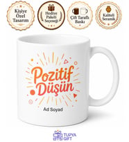 Pozitif Düşün Yazılı Baskılı Kupa Bardak Motivasyon Hediye