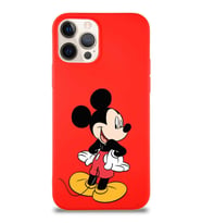 Apple iPhone 12 Pro Soft Premier Kapak Mickey Mouse-D Tasarımlı Silikon Kılıf - Kırmızı (Şeffaf)
