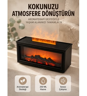 Aroma Difüzörü Simüle Alev Efektli Sessiz Ha Nemlendirici 250 ML