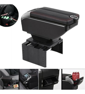 DEKOHOP Oto Kolçak Kol Dayama Çift Açılır 7 USB Girişli Tüm Araçlara Uyumlu Kolçak