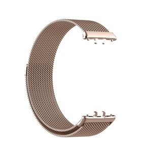 Samsung Galaxy Fit 3 Uyumlu Kordon Hasır Metal Mıknatıslı Örgü Zore KRD-01 Kayış (Rose Gold Altın)