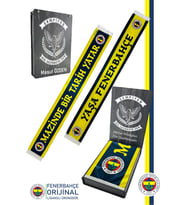 Fenerbahçe Orijinal Lisanslı Mazinde Bir tarih Yatar Şal Atkı Kişiye Özel Ahşap Kutu (Sarı-Lacivert)