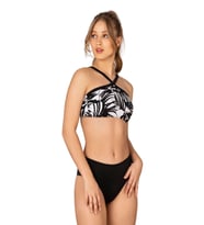 Endeep Kadın Halter Yaka Siyah Beyaz Desenli Bikini Takımı