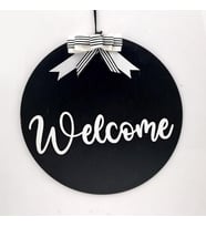 Lora Davet Ahşap Kapı süsü welcome (1 Adet) Siyah - 54234