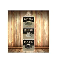 Coffe Diner Cafe Tasarımlı Üçlü Retro Ahşap Poster Ü493