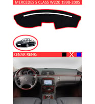 Mercedes S Class W 220 1998-2005 İçin Uygun Torpido Koruma Halısı Siyah Kenar Renk Kırmızı