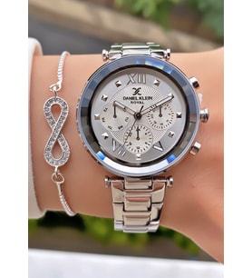 Daniel Klein Royal Silver Kadın Kol Saati – Çelik Kordonlu, Taş Detaylı, Şık Tasarım