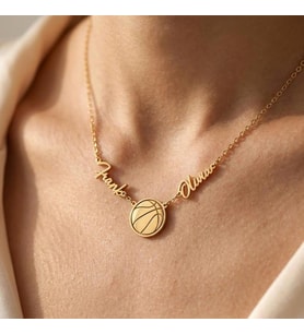 Kişiye Özel İstediğin Top Detaylı Çift İsim Kolye 925K Gümüş (Gold)