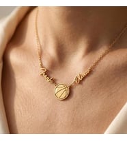 Kişiye Özel İstediğin Top Detaylı Çift İsim Kolye 925K Gümüş (Gold)