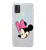 Samsung Galaxy A21s  Kamera Korumalı  Kapak Minnie Mouse Tasarımlı  Şeffaf Kılıf