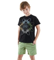 Start Game Erkek Çocuk T-shirt Şort Takım (Siyah)