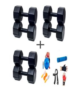 PS SPOR 3 ÇİFT DAMBIL SET 6 KG + 8 KG + 10 KG + 5 ÇEŞİT EGZERSİZ SETİ