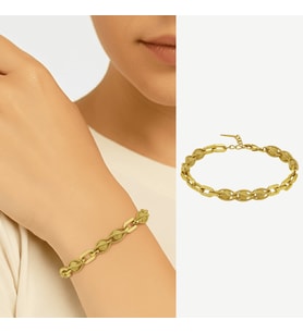 Kadın Xuping Bileklik - İtalyan Seyrek Küp Model - Tigers Eye Detaylı - Altın Renk
