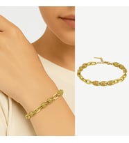 Kadın Xuping Bileklik - İtalyan Seyrek Küp Model - Tigers Eye Detaylı - Altın Renk