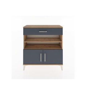 Arges Şifonyer 3 Raflı Tek Çekmeceli 2 Kapaklı 88x30x96 Çam-Antrasit