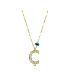 Gümüş Nazar Gold Ç Harfi Kadın Kolye CSR2184322
