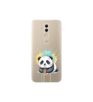 Huawei Mate 20 Lite ile Uyumlu Splash Panda Tasarımlı Şeffaf Silikon Kılıf