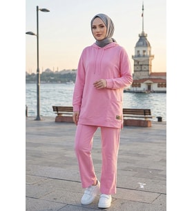 Çift Cepli Kapüşonlu İkili Takım 1668 - Pembe