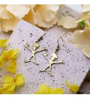 Kişiye Özel 925 Ayar Gümüş Minimal Uzaylı Küpe (Gold)