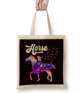 Horse Girl Nature Forest Horses Riding Horseshoe Dressage Bez Çanta Uzun Saplı