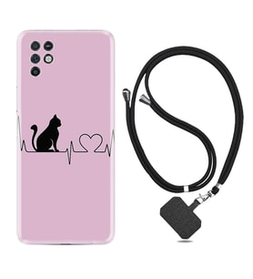 INFINIX Note 11 Pro Note 10 Hot 9 Play Kılıf Boyun Askılı Silikon Pink Cat Heart 1303
