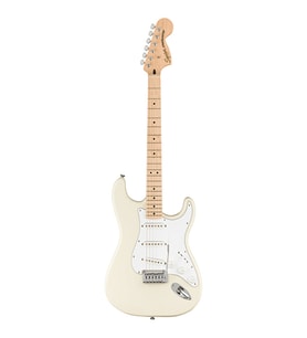 Squier 0378002505 Affinity Stratocaster Elektro Gitar (Olympic White) Akçaağaç Klavye Beyaz Renk ve 2-Noktalı Tremolo