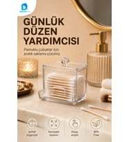 Şeffaf Kapaklı Kulak Çubuğu ve Pamukluk Organizer Kutusu
