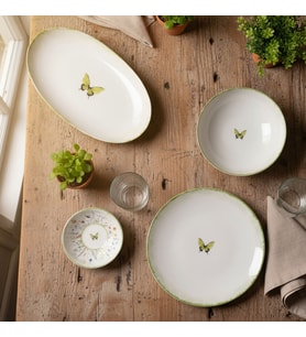 GÜRAL PORSELEN Flora Green 12 Parça 4 Kişilik Kahvaltı Takımı 4883