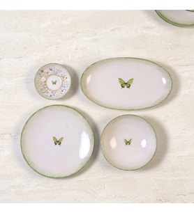 GÜRAL PORSELEN Flora Green 12 Parça 4 Kişilik Kahvaltı Takımı 4883
