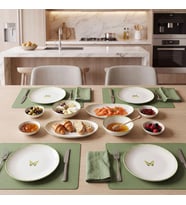 GÜRAL PORSELEN Flora Green 12 Parça 4 Kişilik Kahvaltı Takımı 4883