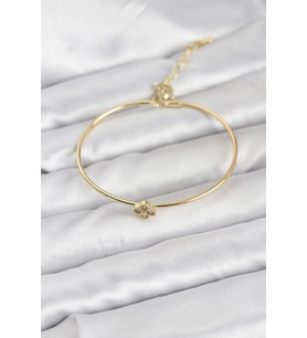 Zirkon Taşlı Yonca Model Gold Renk Kadın Bileklik 5886