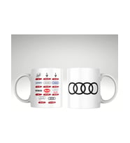 Applucky Audi Logo Tarihçesi Baskı Kupa Bardak (Beyaz)