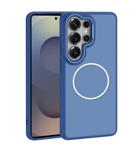 Lexroo Galaxy S26 Ultra Kılıf M-Safe Şarj Özellikli Metal Kamera Çerçeveli Sanremo - Lacivert