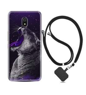 Xiaomi Redmi 8A 8 Pro 9C 9T 10C 11T Pro Kılıf Boyun Askılı Silikon Purple Leopar 1750
