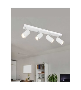 Mylights Dörtlü Led Spot Tavan Plofonyer Hareketli Başlık Beyaz 4lü Tavan Avize Tasarruflu