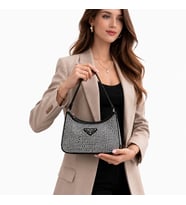 Arjınlıfe Yeni Sezon Elite crystal Elegance taşlı şık, günlük ve gece kullanım El ve Omuz Çantası. (Gümüş)