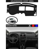 Volkswagen Caddy 2004+ Için Uygun Torpido Koruma Halısı Siyah Kenar Renk Siyah