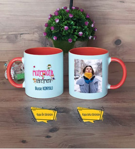 Matematik Öğretmeni Kupa Bardak Turuncu Fotoğraflı Öğretmenler Günü Hediyesi